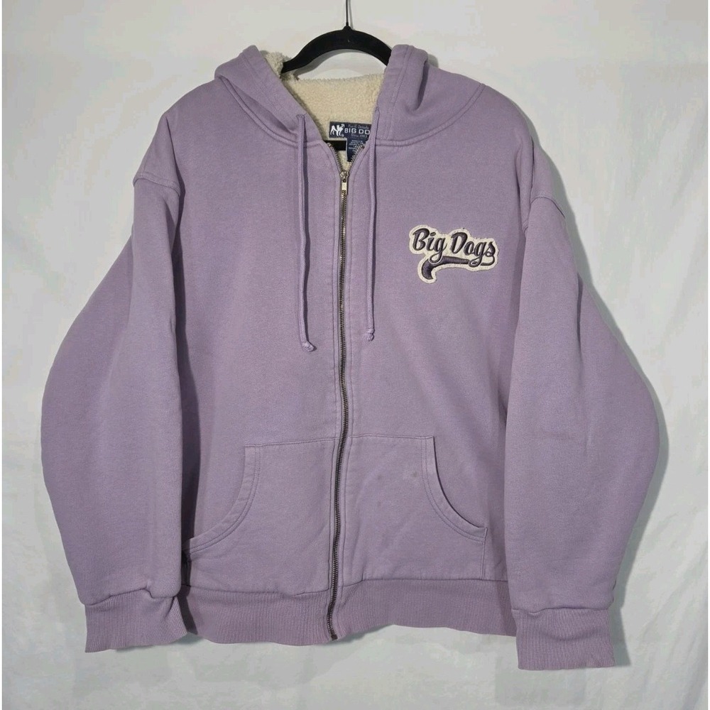 Big‎ Dogs Full Zip Sherpa Fleece Lined Hoodie Grunge Y2K Vintage Womens 22/24